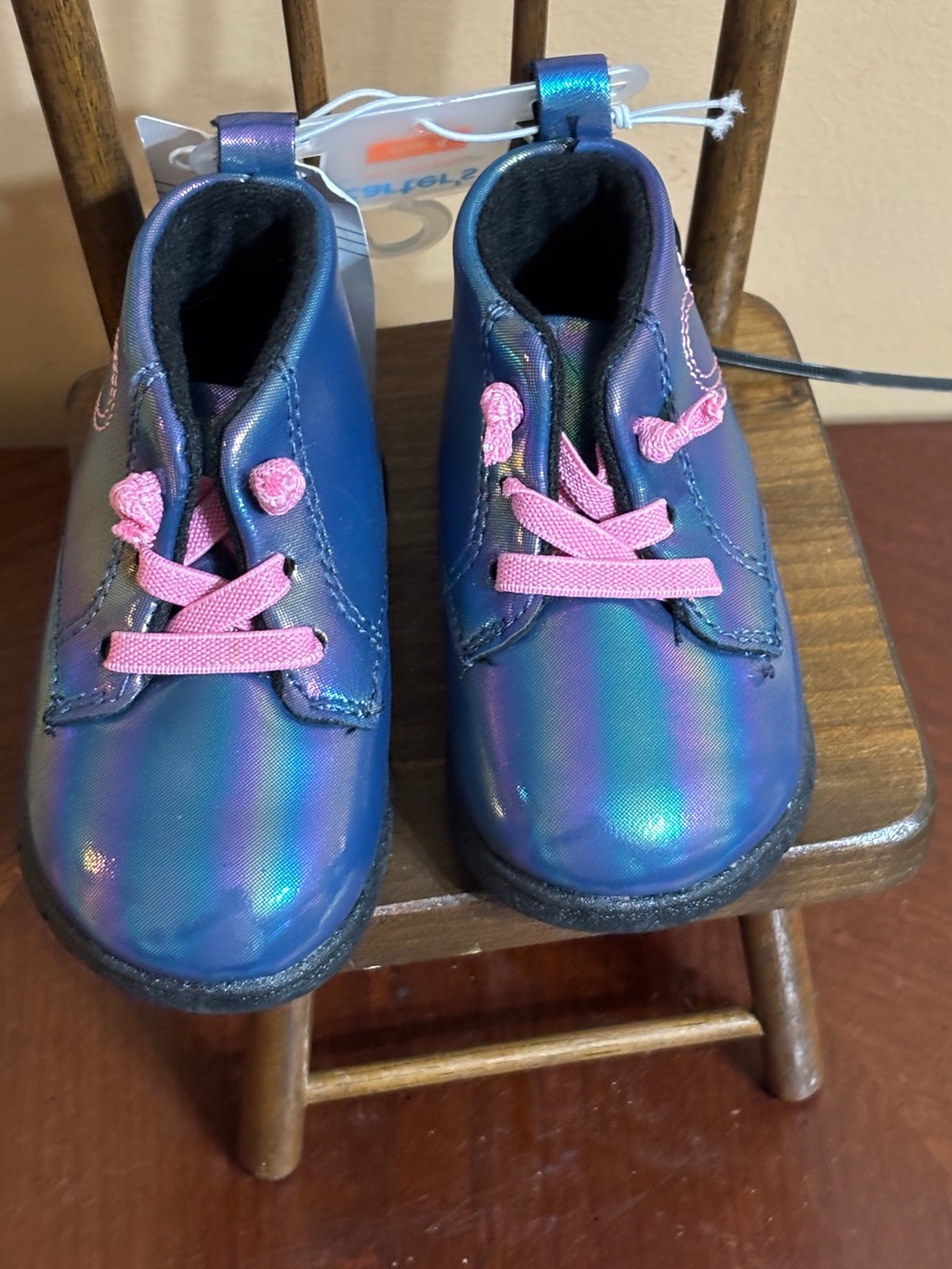 Carter's Shimmering Blue-Purple Toddler Boots with Pink Laces
